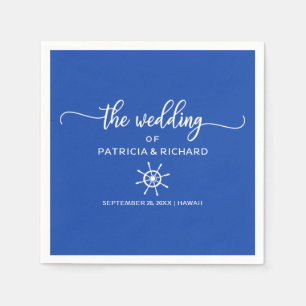 Serviette En Papier Mariage nautique Royal Blue and White Rudder