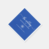 Serviette En Papier Mariage nautique Royal Blue and White Rudder (Coin)