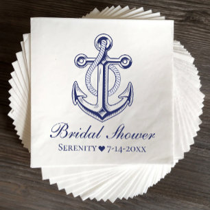 Serviette En Papier Mariage Naval Bleu Nautique avec Ancre pour Enterr