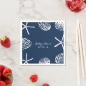 Serviette En Papier Mariage Navy Blue Beach Seashells (En situation)