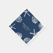 Serviette En Papier Mariage Navy Blue Beach Seashells (Coin)