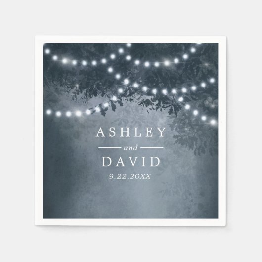 Serviette En Papier Mariage Navy Blue Rustic Tree (Devant)
