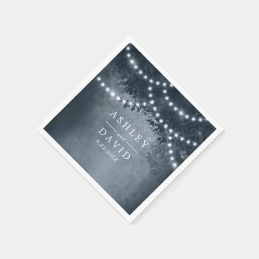 Serviette En Papier Mariage Navy Blue Rustic Tree (Coin)