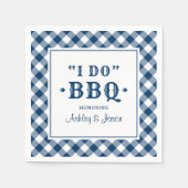 Serviette En Papier Mariage Navy Gingham I Do BBQ (Devant)