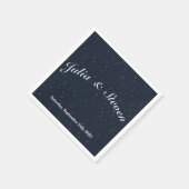 Serviette En Papier Mariage Night Sky Celestial Navy Blue & Stars (Coin)