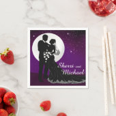 Serviette En Papier Mariage nocturne enchanté | violet (En situation)