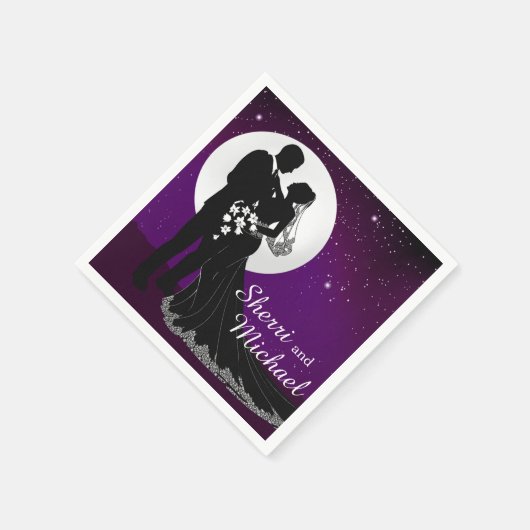 Serviette En Papier Mariage nocturne enchanté | violet (Coin)