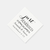Serviette En Papier Mariage noir blanc classique juste marié (Coin)