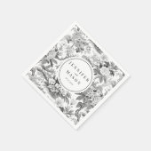 Serviette En Papier Mariage noir blanc fleur monogramme serviettes en  (Coin)