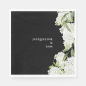 Serviette En Papier Mariage noir blanc Hydrangeas (Devant)
