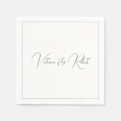 Serviette En Papier Mariage noir & blanc moderne (Devant)