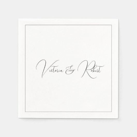 Serviette En Papier Mariage noir & blanc moderne (Devant)