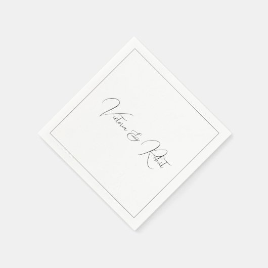 Serviette En Papier Mariage noir & blanc moderne (Coin)