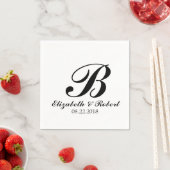 Serviette En Papier Mariage noir blanc Monogram Napkins (En situation)