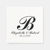 Serviette En Papier Mariage noir blanc Monogram Napkins (Devant)