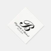 Serviette En Papier Mariage noir blanc Monogram Napkins (Coin)