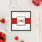 Serviette En Papier Mariage noir blanc rouge bohème (En situation)