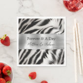 Serviette En Papier Mariage noir blanc Zebra (En situation)