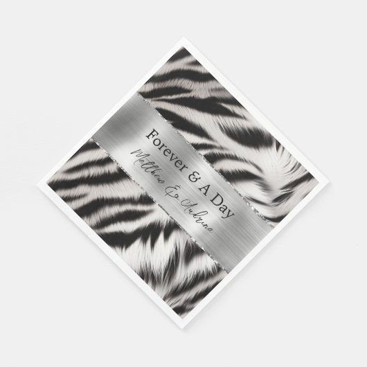 Serviette En Papier Mariage noir blanc Zebra (Coin)