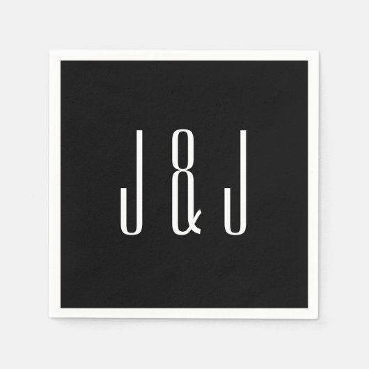 Serviette En Papier Mariage noir clair moderne (Devant)