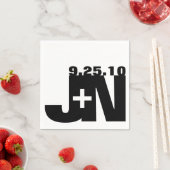 Serviette En Papier Mariage noir et blanc (En situation)
