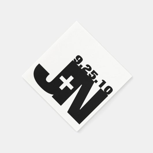 Serviette En Papier Mariage noir et blanc (Coin)