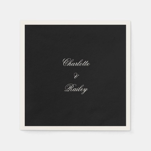 Serviette En Papier Mariage noir et blanc (Devant)