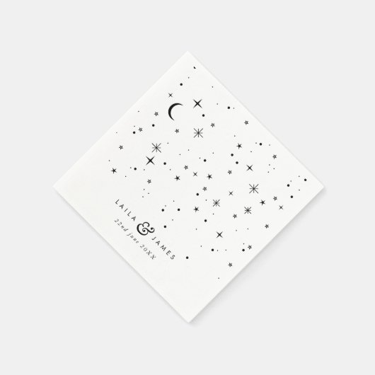 Serviette En Papier Mariage noir et blanc céleste (Coin)