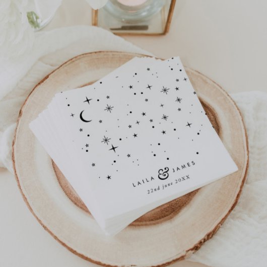 Serviette En Papier Mariage noir et blanc céleste