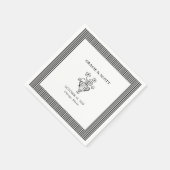 Serviette En Papier Mariage noir et blanc élégant (Coin)