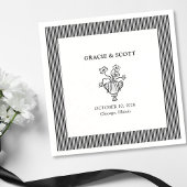 Serviette En Papier Mariage noir et blanc élégant