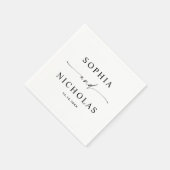 Serviette En Papier Mariage noir et blanc minimaliste | Script moderne (Coin)