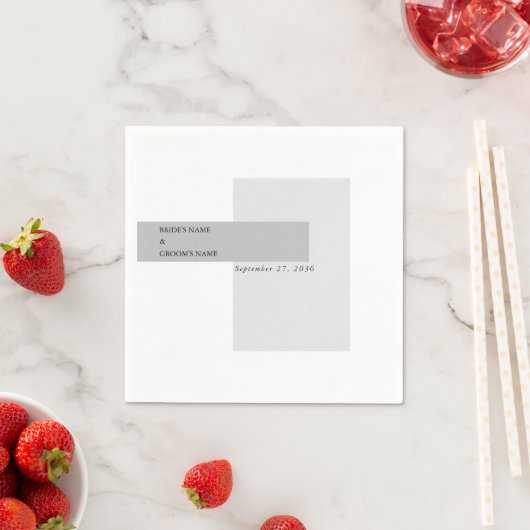 Serviette En Papier Mariage noir et blanc moderne (En situation)
