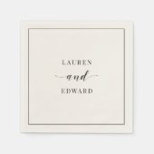 Serviette En Papier Mariage noir et blanc moderne (Devant)
