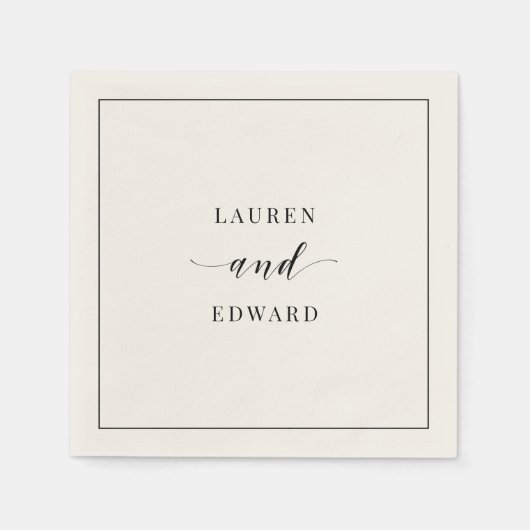 Serviette En Papier Mariage noir et blanc moderne (Devant)