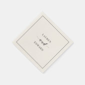 Serviette En Papier Mariage noir et blanc moderne (Coin)