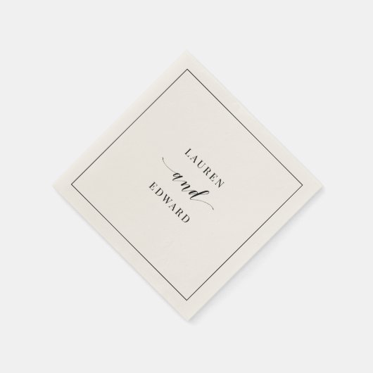 Serviette En Papier Mariage noir et blanc moderne (Coin)