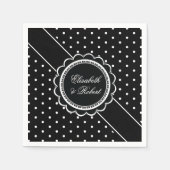 Serviette En Papier Mariage noir et blanc rétro (Devant)