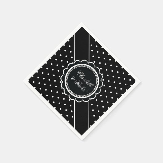 Serviette En Papier Mariage noir et blanc rétro (Coin)