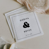 Serviette En Papier Mariage noir et blanc rétro élégant