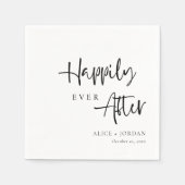 Serviette En Papier Mariage noir et blanc romantique personnalisé (Devant)