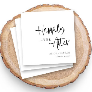 Serviette En Papier Mariage noir et blanc romantique personnalisé