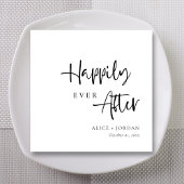 Serviette En Papier Mariage noir et blanc romantique personnalisé