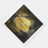 Serviette En Papier Mariage noir et or (Coin)