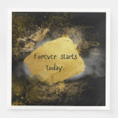 Serviette En Papier Mariage noir et or (Devant)