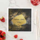 Serviette En Papier Mariage noir et or (En situation)