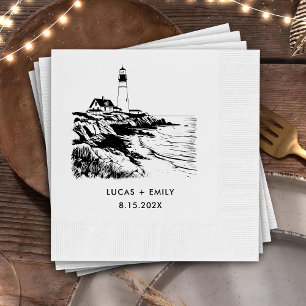 Serviette En Papier Mariage noir foncé du phare marin nautique