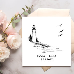 Serviette En Papier Mariage noir foncé du phare marin nautique