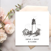 Serviette En Papier Mariage noir foncé du phare marin nautique