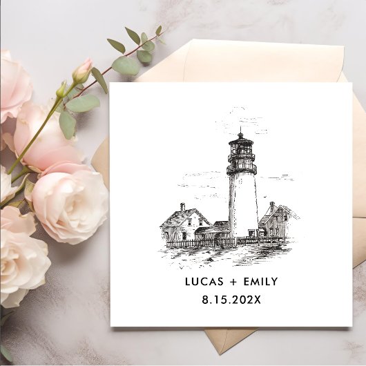Serviette En Papier Mariage noir foncé du phare marin nautique